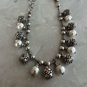 Beautiful Pearl and Scroll Ball Bracelet